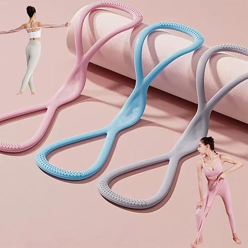 Miniatura 11 de Bandas de resistencia con asas, banda de resistencia de figura 8, bandas elásticas para entrenamiento de gimnasio en casa, pilates, entrenamiento de