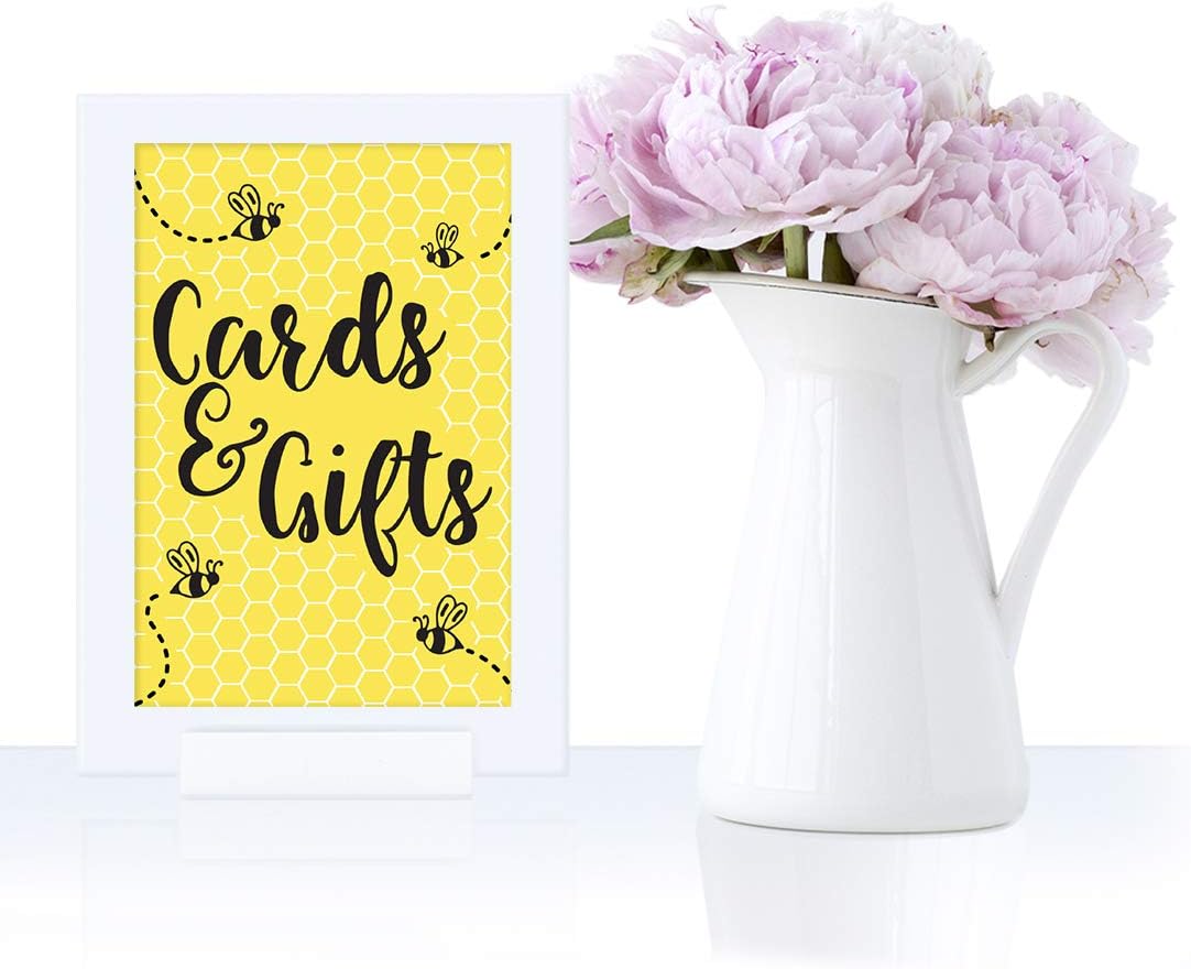 Andaz Press Busy Little Bee Black and Yellow Baby Shower Birthday Party Collection, 4x6-inch Framed Party Sign, Cards & Gifts, 1-Pack