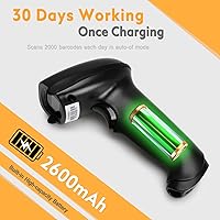 Vista 4 de WoneNice Escáner de código de barras inalámbrico 1D 2D con soporte, escáner automático de código QR de mano CMOS lector de códigos de barras