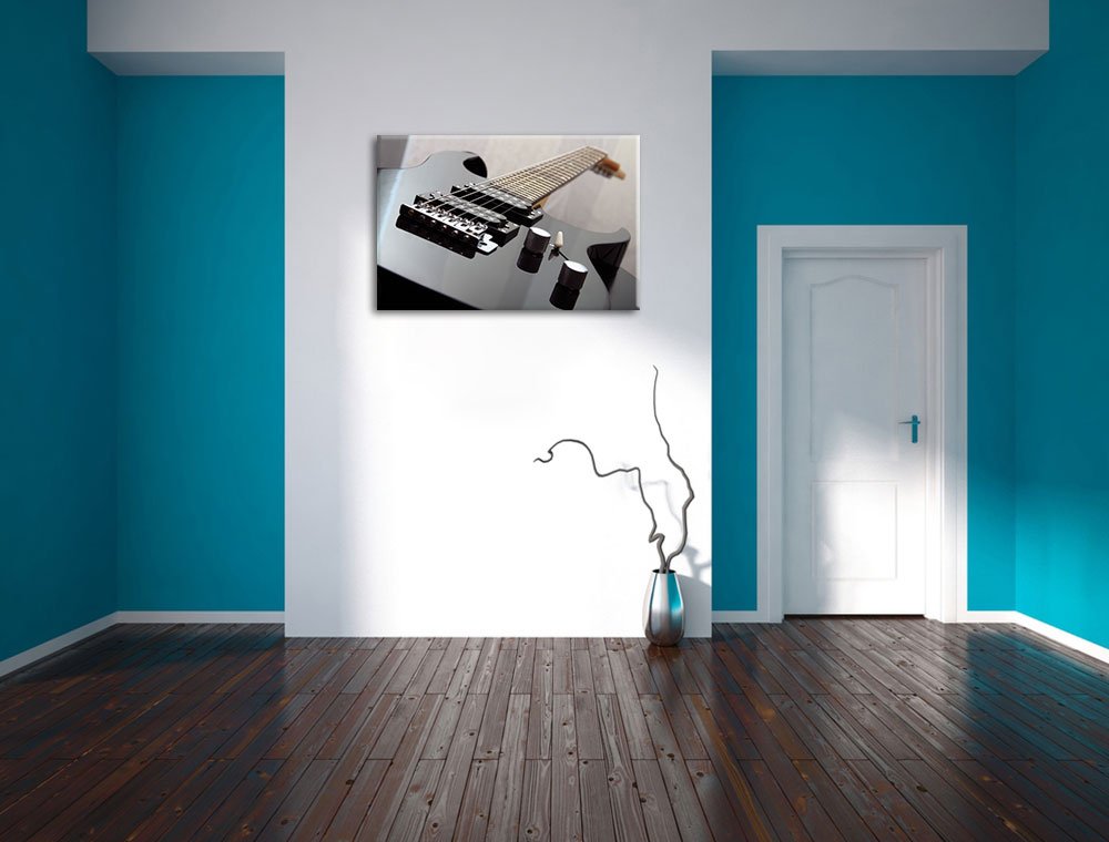 InstyleArt Guitare Noire Stampa su Tela 120x80 cm Artistica murale