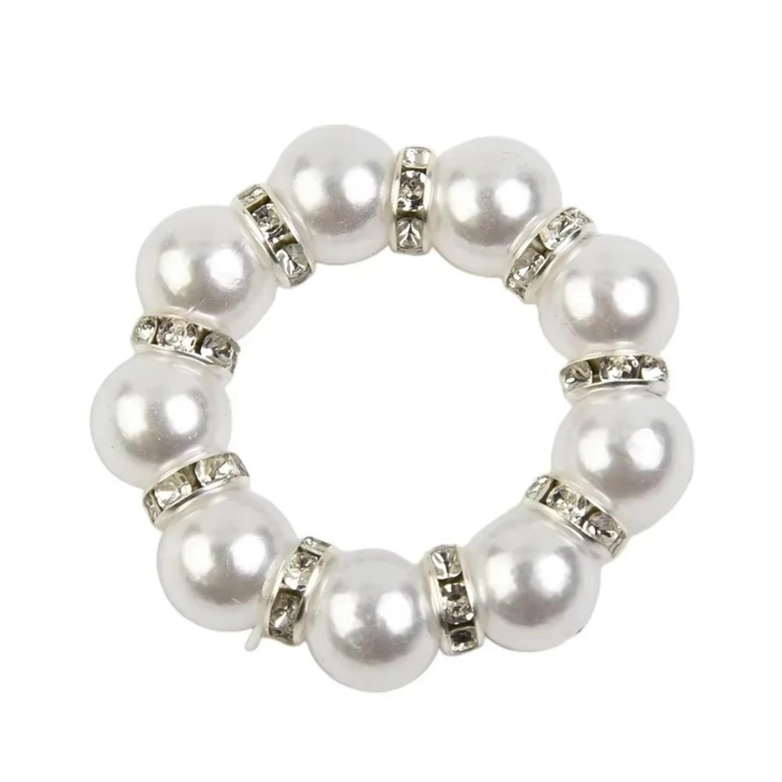 Gold Beaded Napkin Rings 20Pcs Elastic Pearl Napkin Holder for Wedding Party