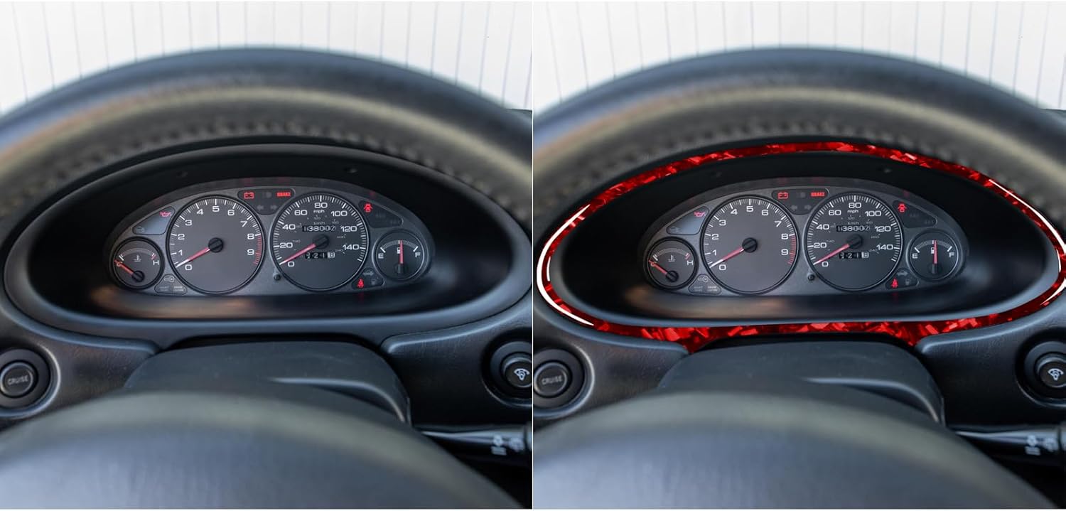 Car Carbon Fiber Accessories Dashboard Bezel Protective Cover Sticker Compatible with Acura Integra 1994 1995 1996 1997 1998 1999 2000 2001 (Red Forged)