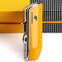Vista 1 de Lighter Torch Metal Windproof 3 Jet Blue Flame Torch Cigarette Lighters Cigar (Classic Yellow)