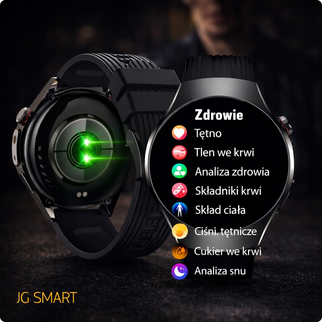 Smartwatch Zegarek Męski Pomiar EKG HRV BMI GLUKOZA CIŚNIENIE PULS Menu PL