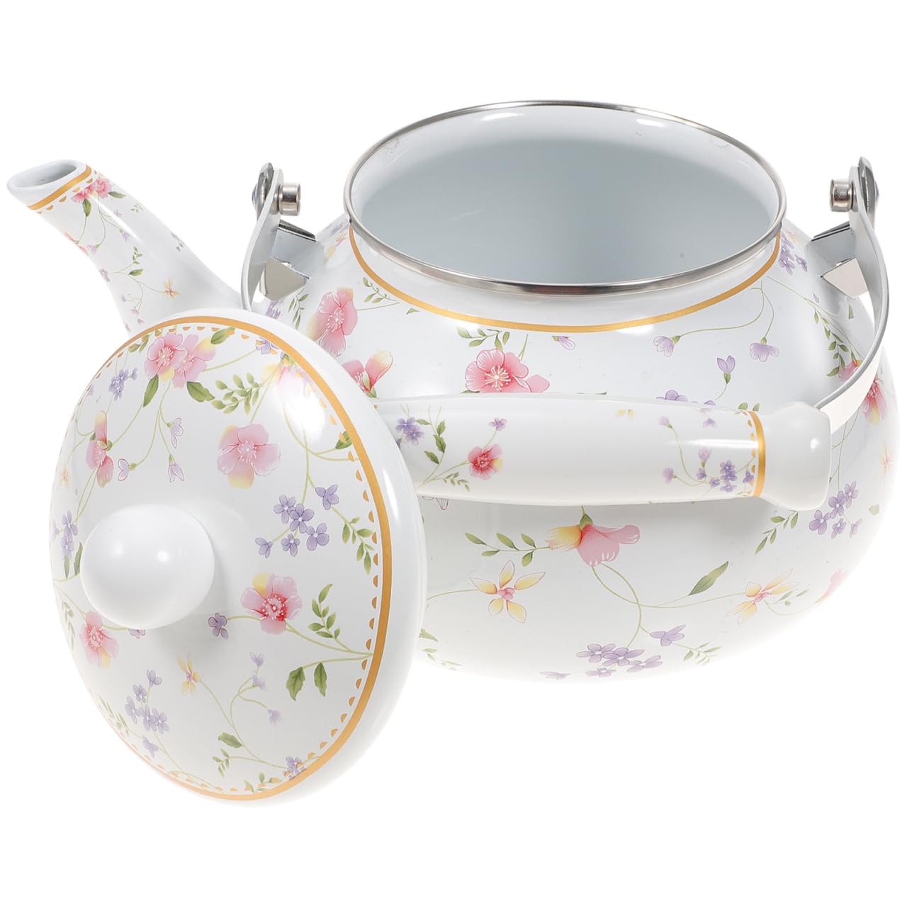 Cabilock Emaille Teekanne 2.5L Wasserkocher Für Induktion Gasherd Elektroherd Retro Design Praktischer Teekessel Für Haushalt Restaurant Teehaus
