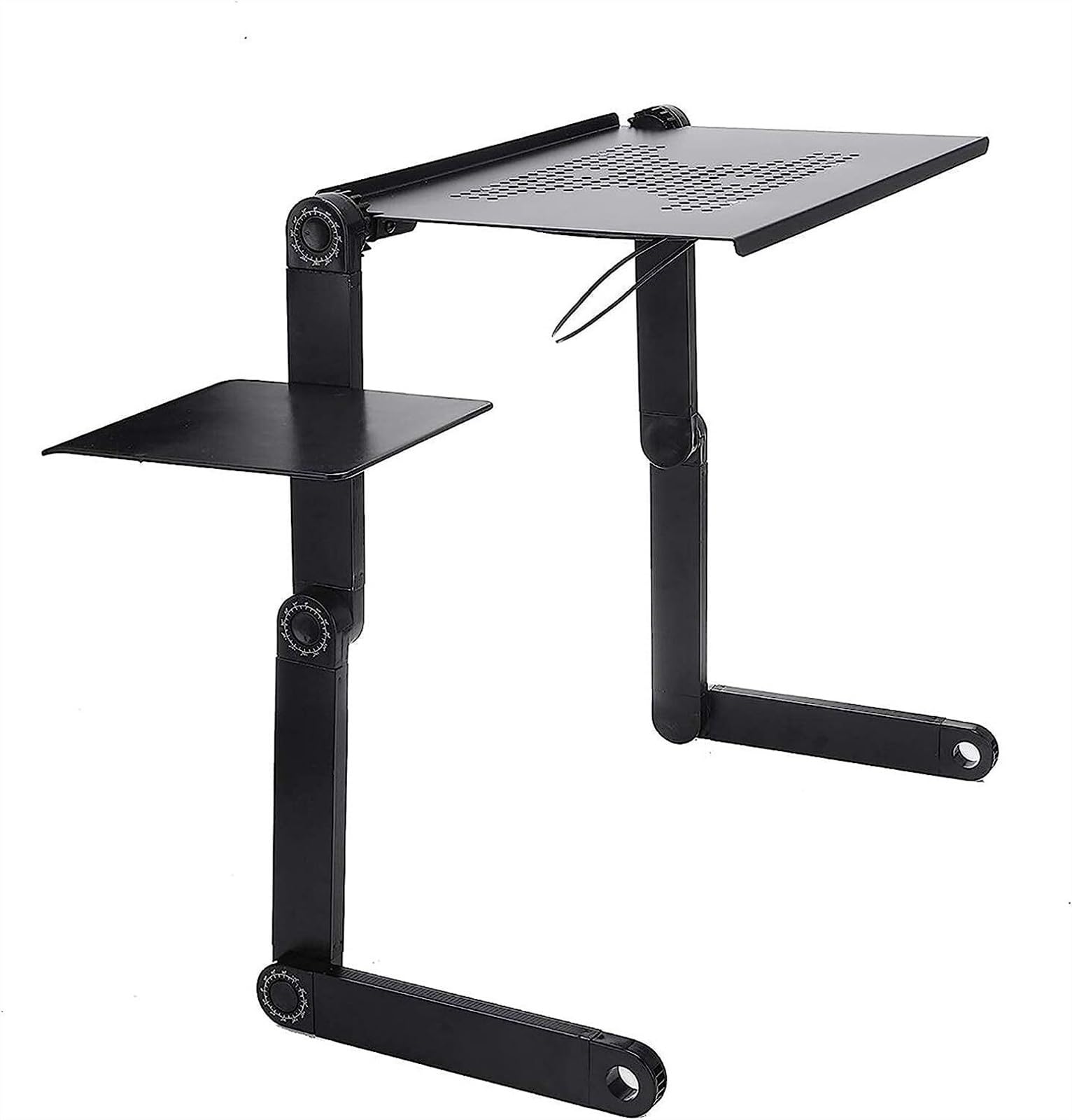 Tablette de lit pour Ordinateur Portable, Support Pliable et réglable, avec Coussin de Refroidissement USB et 1 Ventilateur, Plateau et Support pour canapé.
