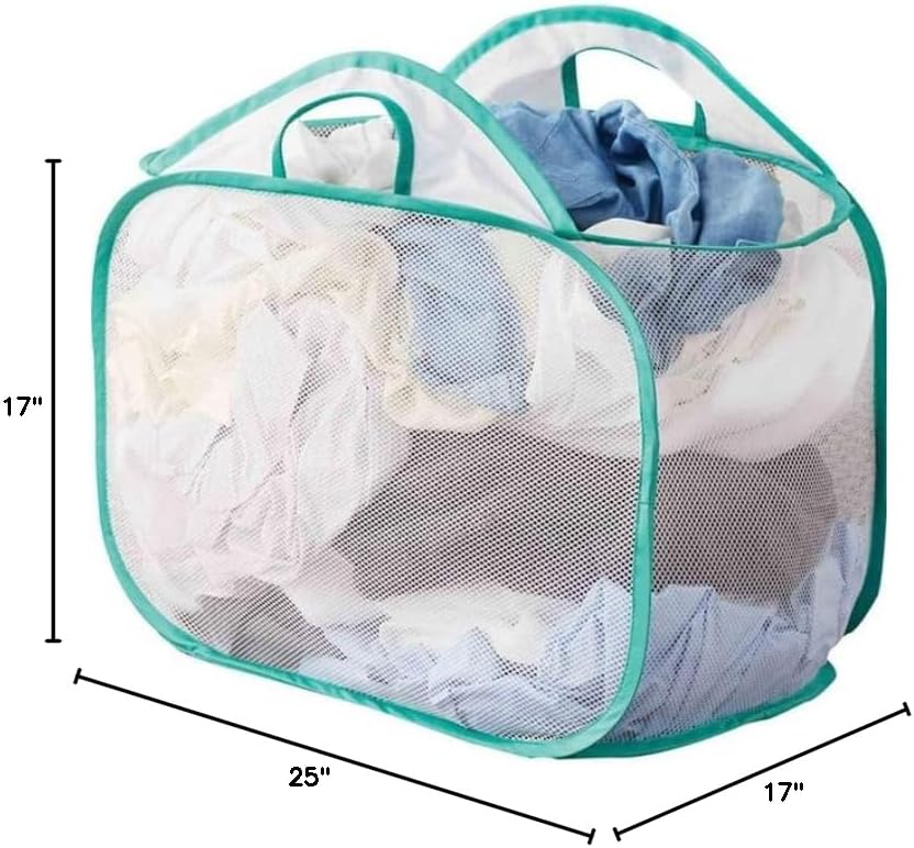 Mesh Pop-up Laundry Hamper, 21" x 13" x 15.5", Collapsible Laundry Basket - White