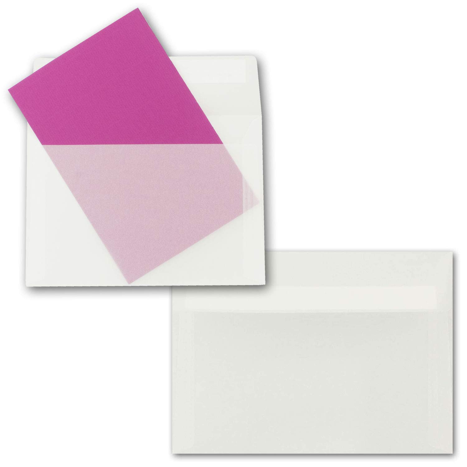 300 buste per lettere, formato DIN B6, 125 x 176 mm, colore: Bianco trasparente