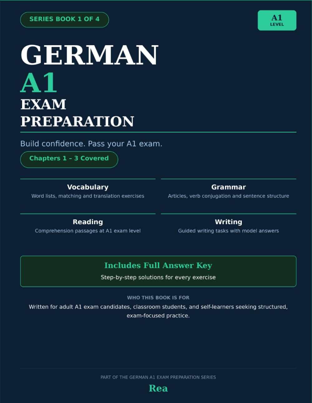 German A1 Exam Preparation: Chapters 1–3: Vocabulary, Grammar, Practice & Answer Key