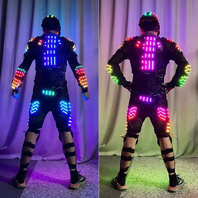 Earthradius LED robot kostium człowieka świecące ubrania świecące zbroja czaszka kask sceniczny taniec przedstawienie show przebranie