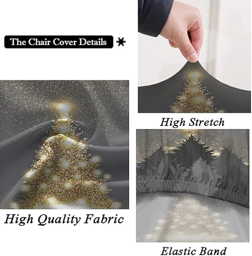 Miniatura 3 de Juego de 6 fundas elásticas de licra para sillas de comedor navideñas, extraíbles y lavables, fundas protectoras para sillas de Navidad, decoración
