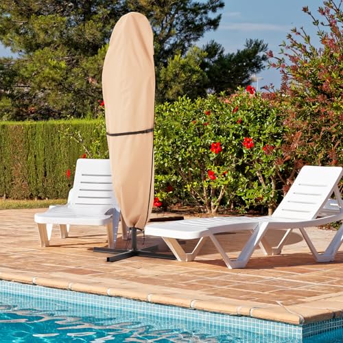 UPHYB Patio Parasol 600D Waterproof Outdoor Offset Umbrella Cover - Fits Cantilever Offset Umbrella 12-14 Feet - Thumbnail 6