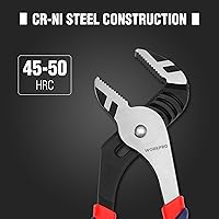 Vista 2 de WORKPRO Juego de 3 alicates para juntas ranuradas, alicates de bomba de agua ajustables de 12/10/8 pulgadas, alicates de mandíbula recta