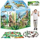 Dinosaur Kids Play Tent Pop Up Playhouse with Dinosaur Toy Figure / Activity Play Mat & Trees for...