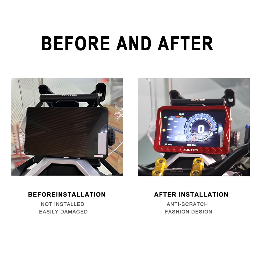 Para ZONTES 368G Protector de pantalla LCD para motocicleta, marco protector de aleación de aluminio (Negro)