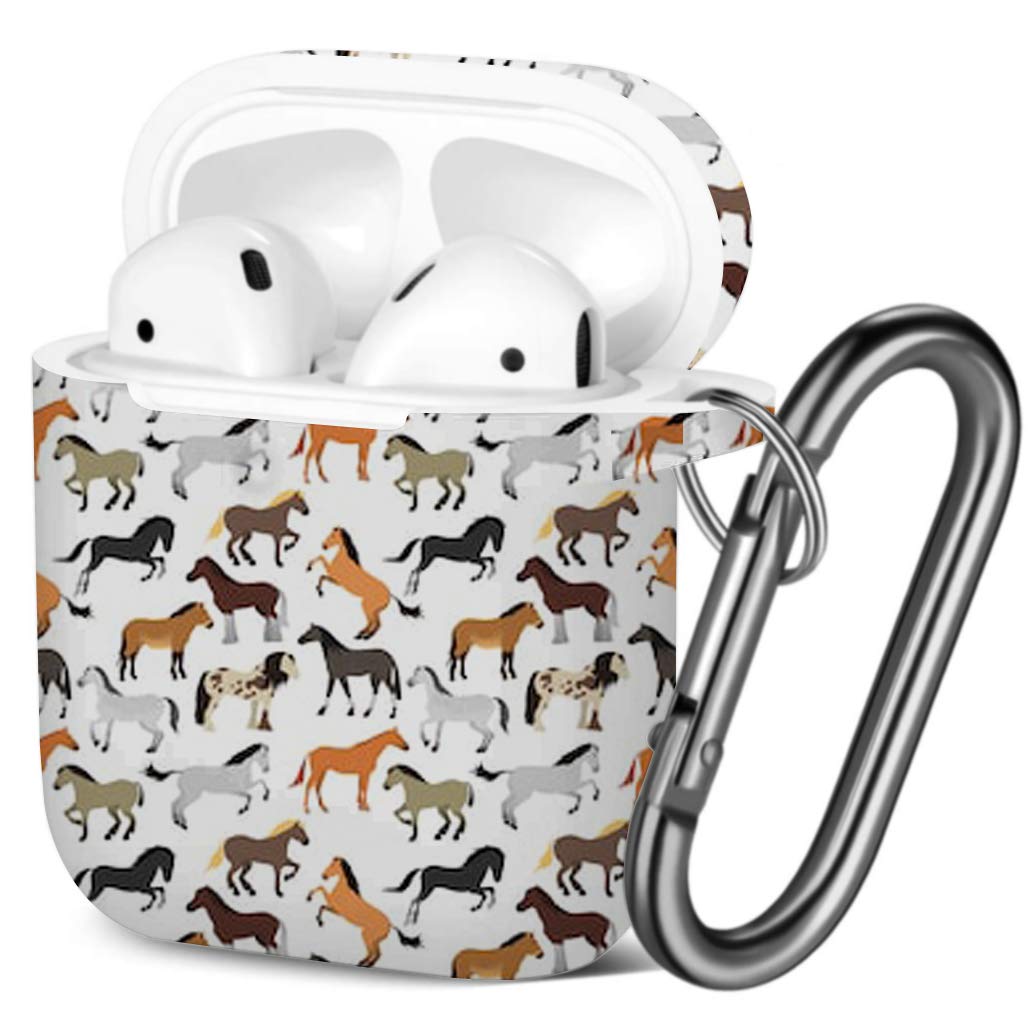 Art-Strap Protective Case, Compatible with AirPods 2 and 1 - Shockproof Soft TPU Gel Case Cover with Keychain Carabiner Replacement for Apple AirPods