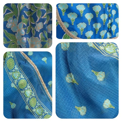 Image of Leriya Fashion Women's Rayon Printed Anarkali Kurta and Pant with Dupatta Set | 3-Piece Printed Anarkali Kurti Set | Ethnic Festive & Office Wear Suit for Women | Elegant Suit Set for Woman