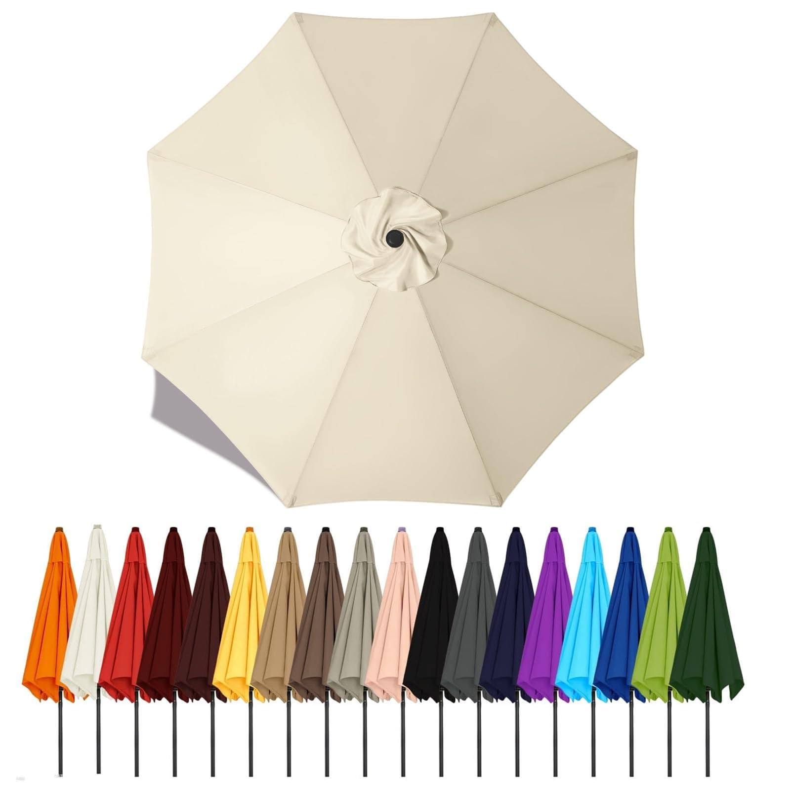 Murzoeky E07 Replacement Parasol Canopy,Garden Umbrella Replacement Cover Fabric 6/8 Arms For 2M/2.3M/2.5M/2.7M/3.0M/3.5M Sun Parasol,Replacement Parasol Canopy Waterproof Outdoor Table Market Umbrella