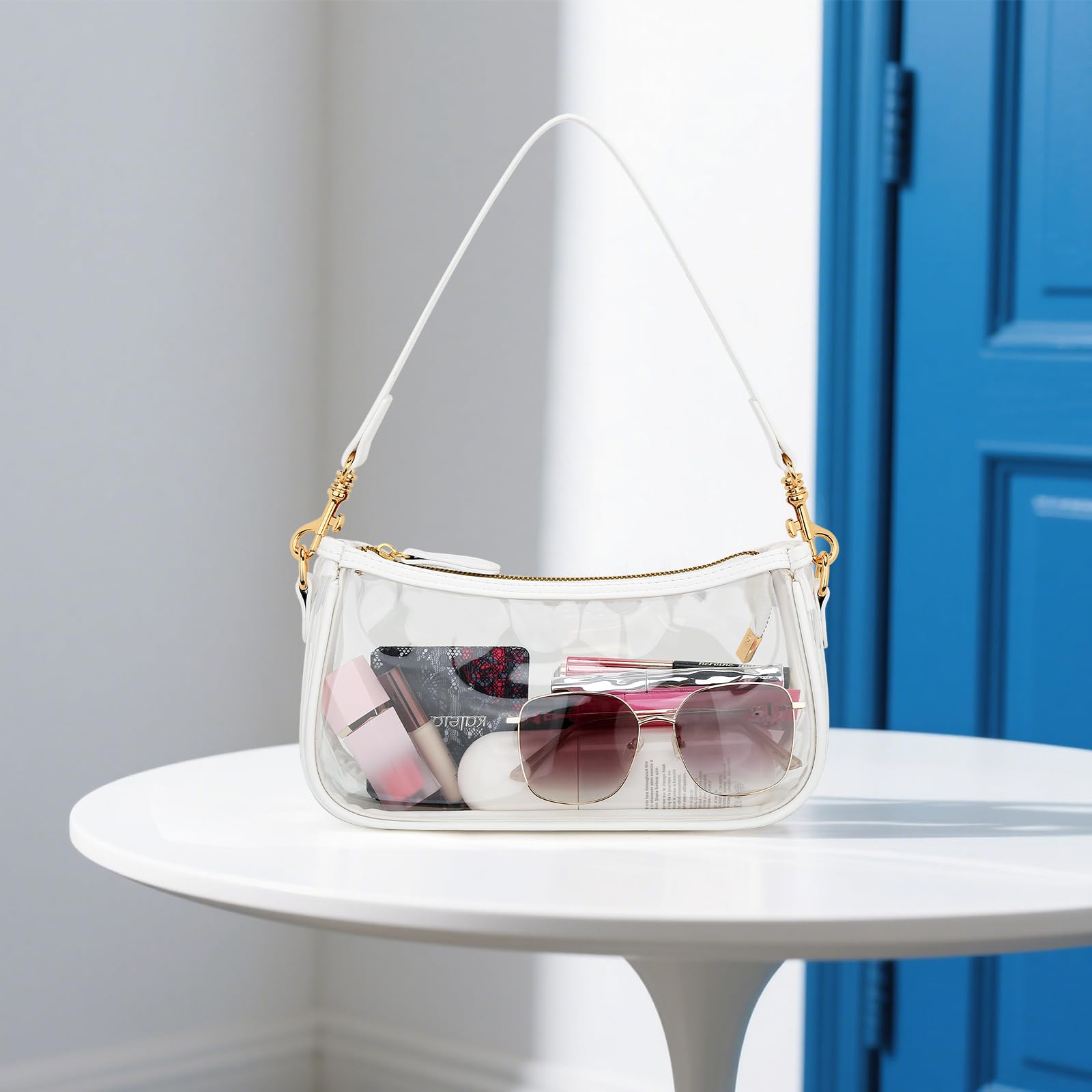 KKXIU Bolso pequeño negro para mujer, bonito bolso de hombro con cierre de