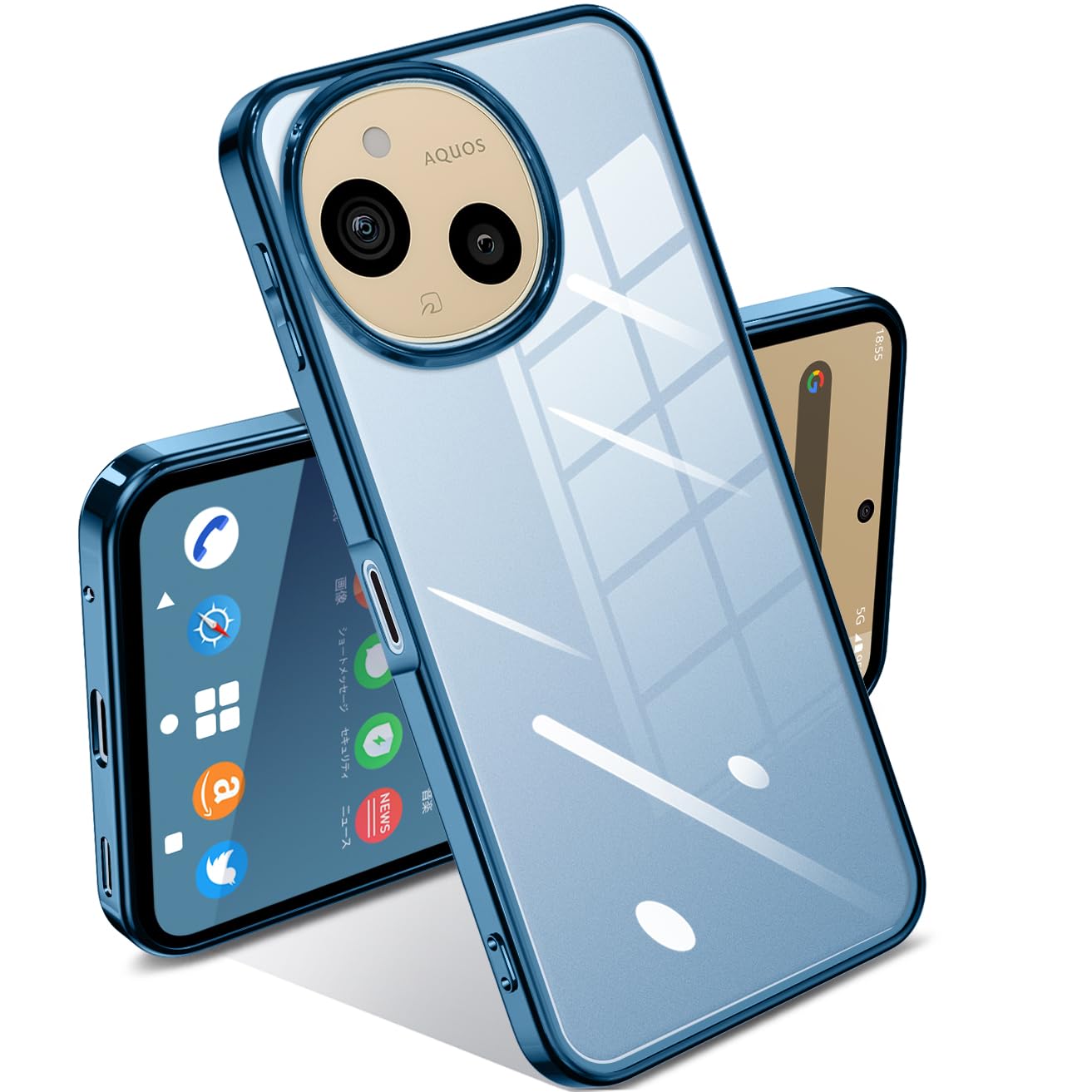 【ほぼ新品】AQUOS sense 9 ブルー 　保護ケース＆保護フィルム付き COLORFUL（スマホ） あんしん交換保証付き AQUOS sense9