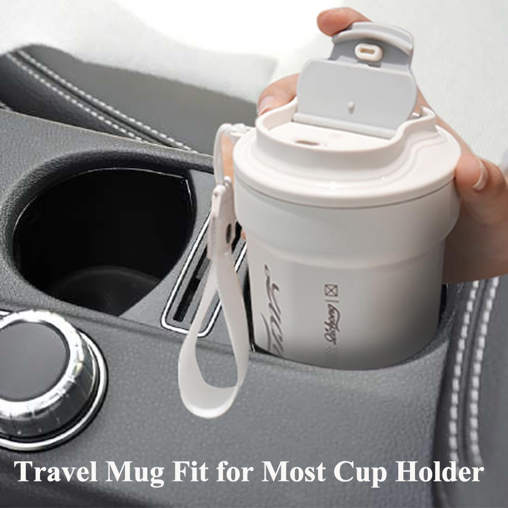 Elasto Tazza Termica Temptation - 300 Ml - Acciaio Inox A Doppia Parete - Tazza Da Viaggio Con Coperchio A Vite E Manicotto Antiscivolo Grigio