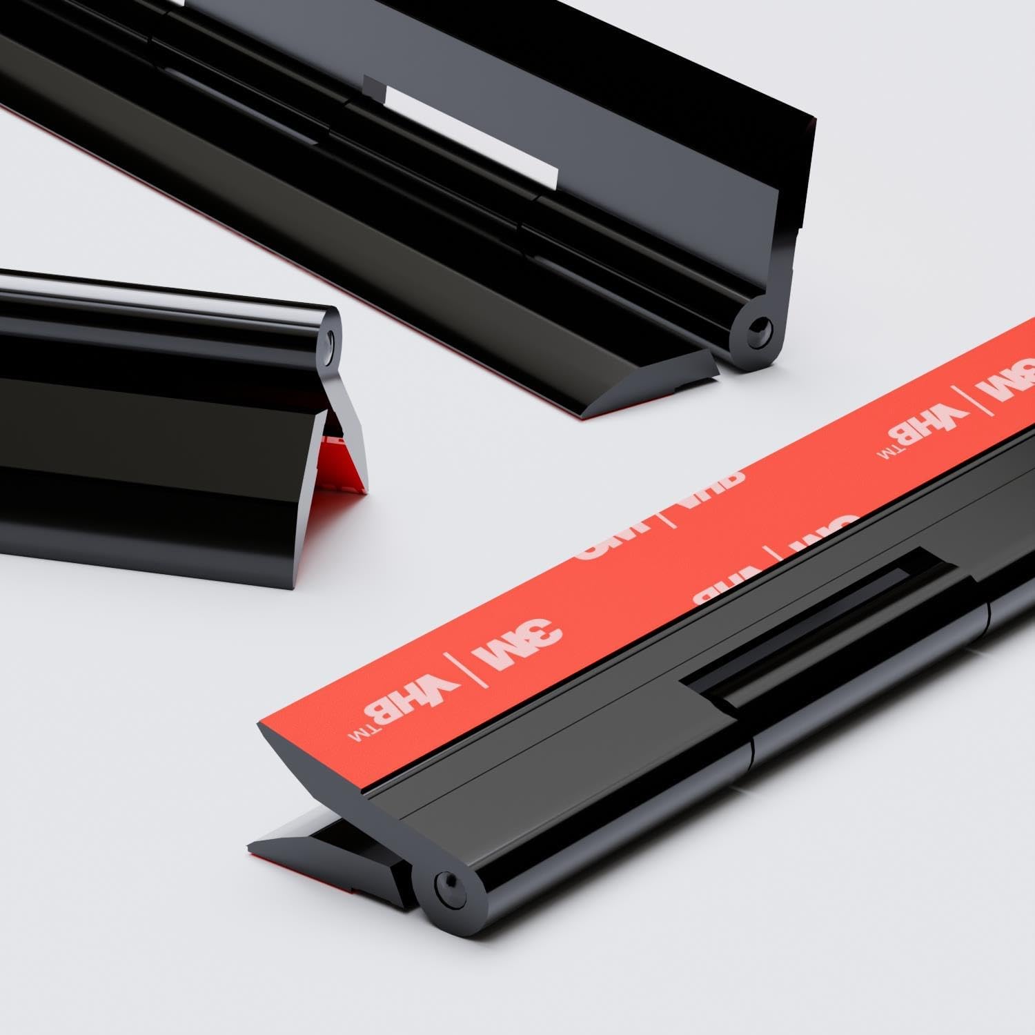 4 x 200mm Black Acrylic Hinges. No glue required, Self Adhesive. Black Plastic Acrylic, (7 7/8 in) -4 Pack-