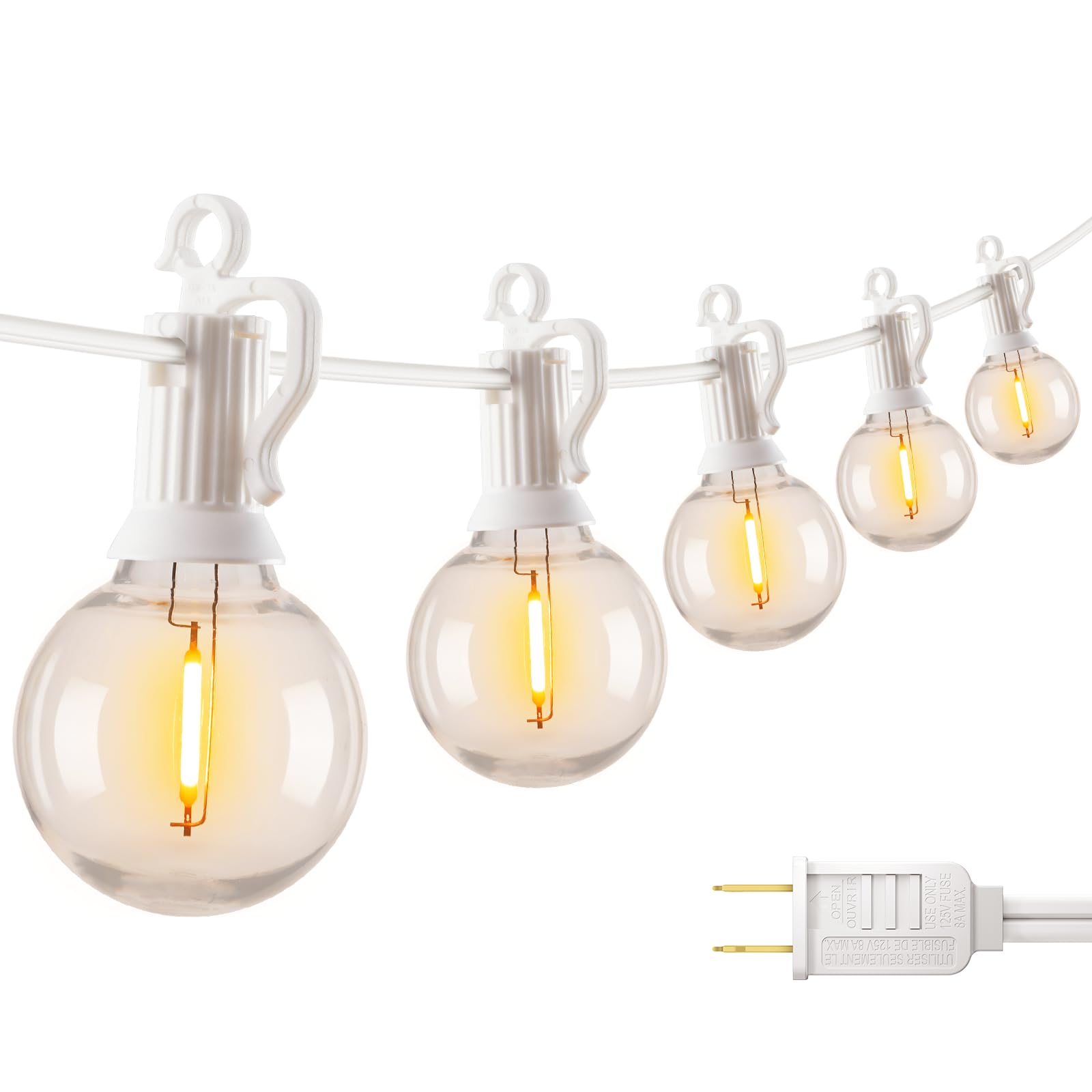 Brightown 69 Feet LED Outdoor String Lights with Shatterproof G40 Edison Bulbs, Connectable and Weatherproof Strand, Commercial Grade Patio Lights for Backyard Garden Patio Decorative, White