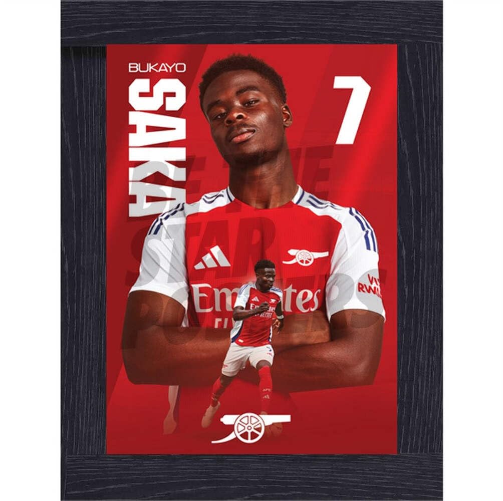 Arsenal FC Saka 24/25 Action Poster Framed A2