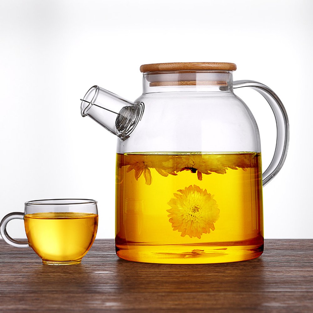 Teiera In Vetro Borosilicato Ehugos 1500 ML - Con Filtro Acciaio Inox
