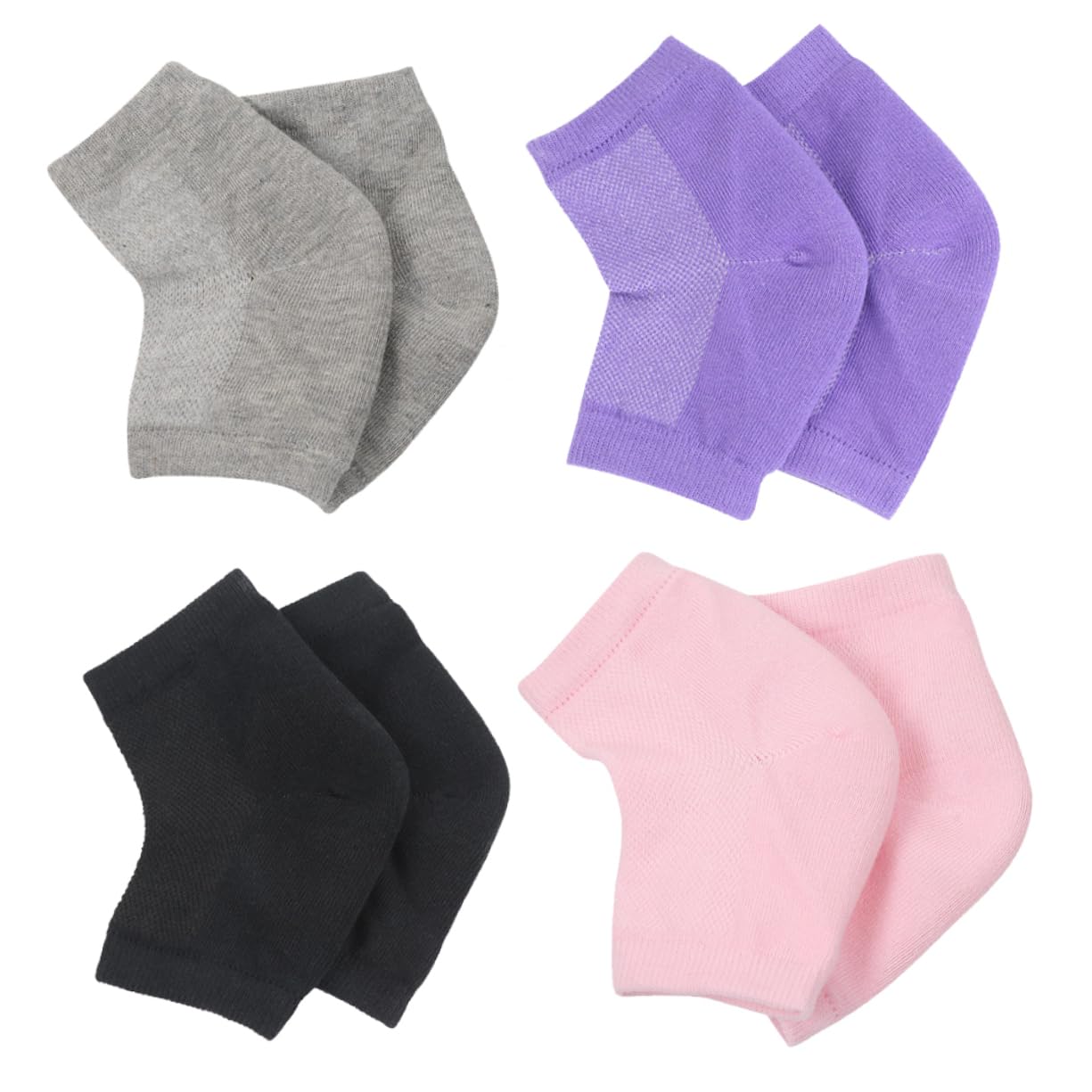 HAPINARY Polyester-Cotton Ankle Socks Moisturizing Gel Breathable Heel Socks Grey 4 Pairs