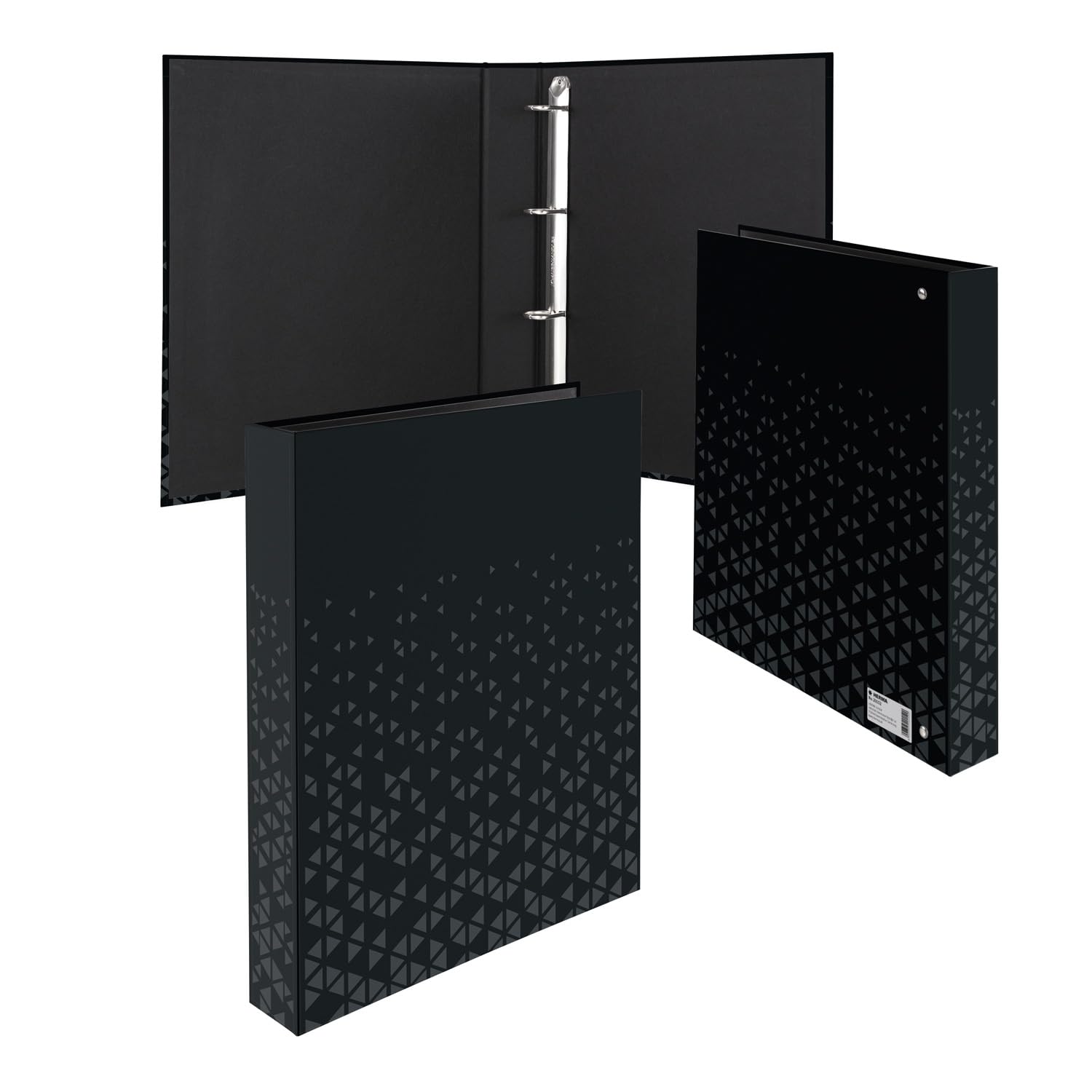 Herma A4 Ring Binder Black, 4 Ring File, 46mm Spine, Slim Folder with Pattern, Inner Print & Soft Touch Finish - Image 4