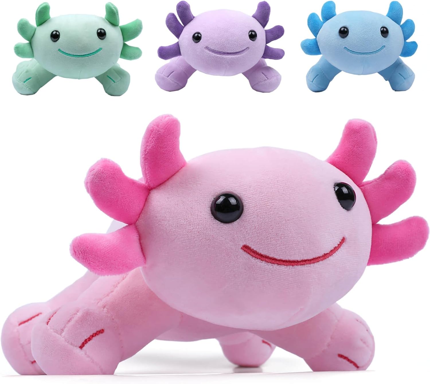 Axolotl Plush Toy, 10.8” Soft Cute Axolotl Stuffed Cotton Plush Pillow Kawaii Salamander Animal for Boys Girls Kids Gift (Pink)