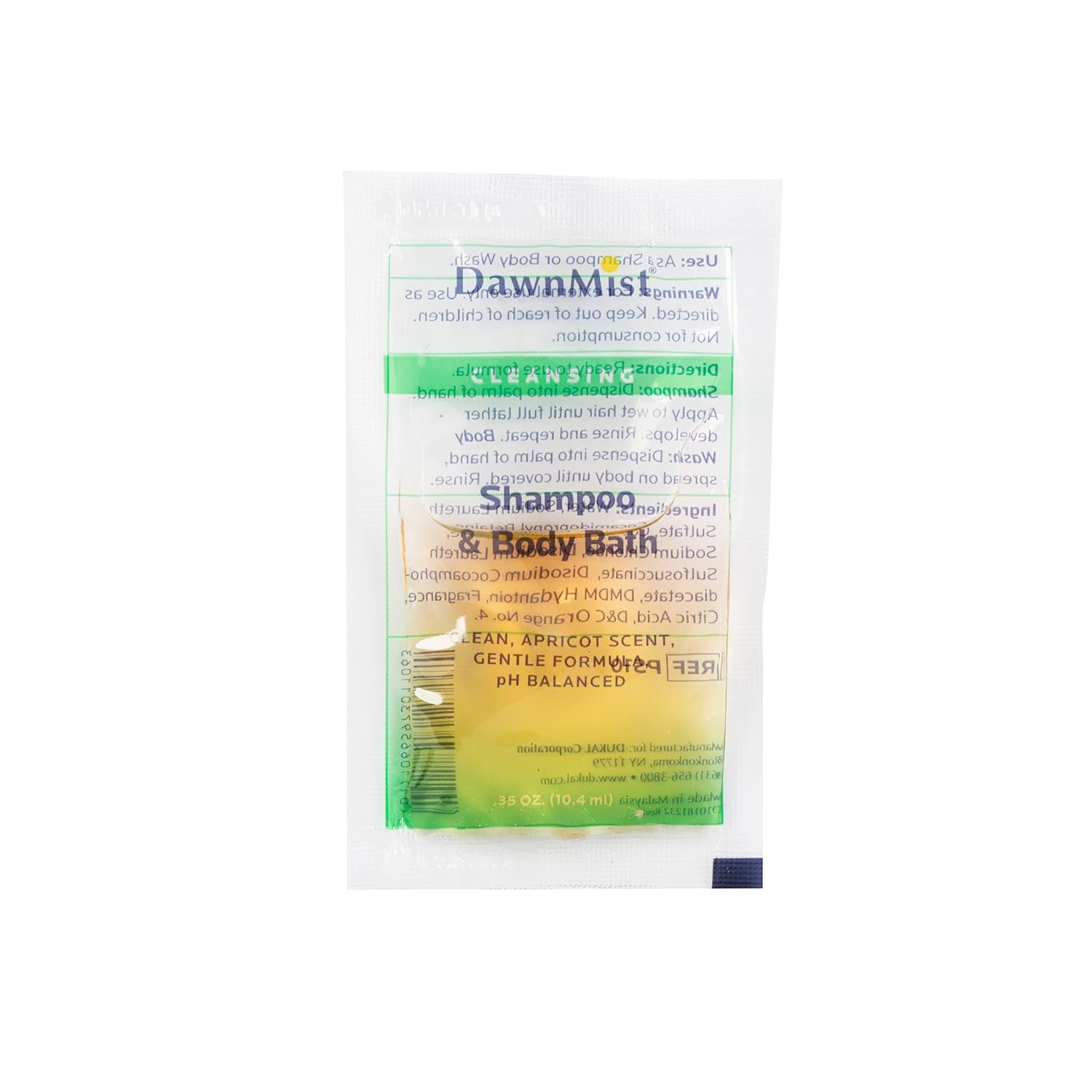 Dukal PS10 Dawn Mist Shampoo & Body Bath.35 oz, Single-Use Packet, Pack of 1000
