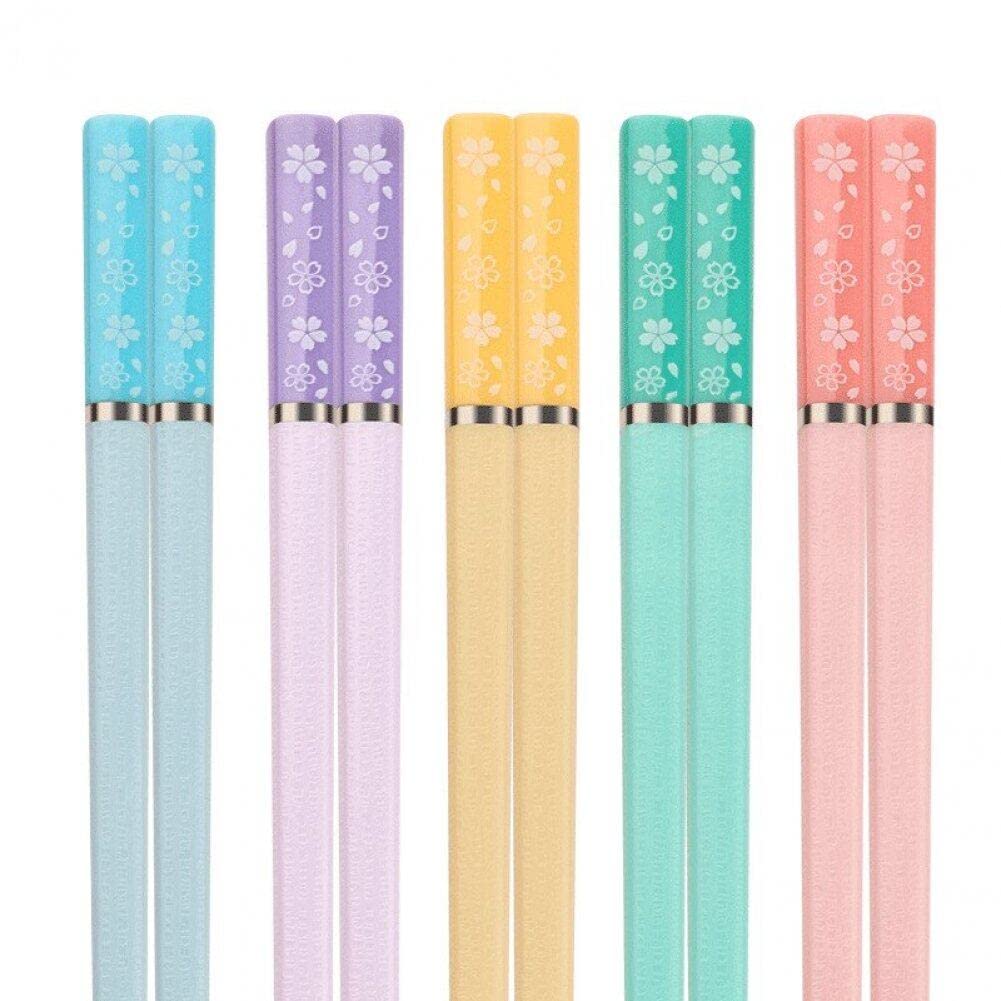 Casiler Style 1 5 Pairs Cherry Blossom Chopsticks Fiberglass Chopsticks Dishwasher-Safe Chopsticks Non-Slip Chopsticks Kitchen Supplies