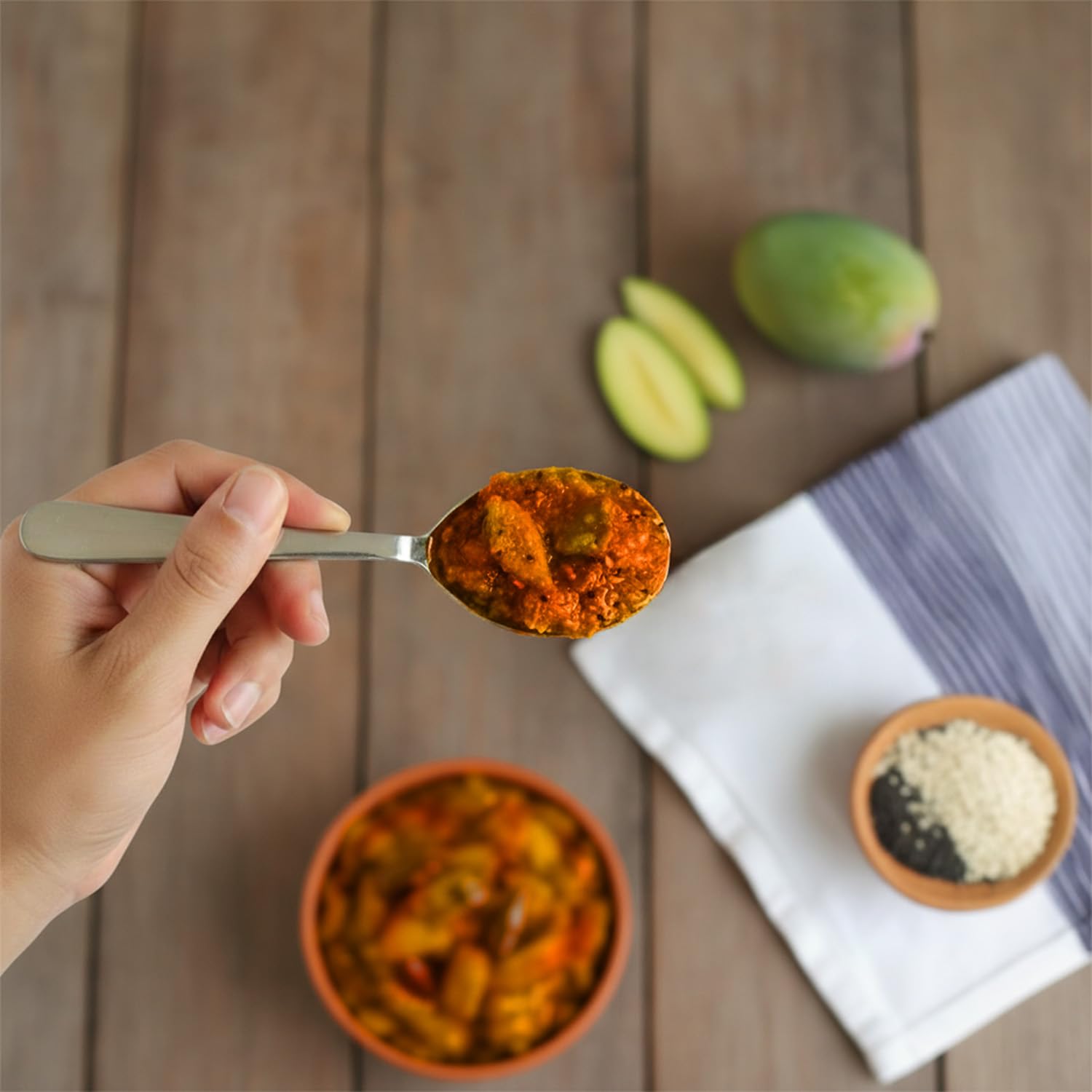 Two Brothers Organic Farms - Raw Mango Pickle (300g) | Homemade and Sundried Aam Ka Achar | Pickle Masala with No Preservatives | Made in India | Raw Pickle Mango 1