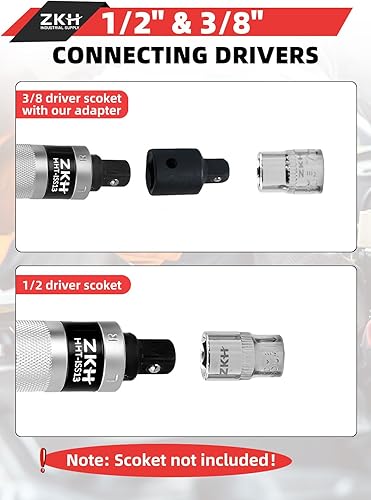 Miniatura 3 de ZKH Destornillador de impacto manual CR-V de 12 pulgada, destornillador de impacto manual reversible que incluye 12 piezas ranuradas, Phillips,