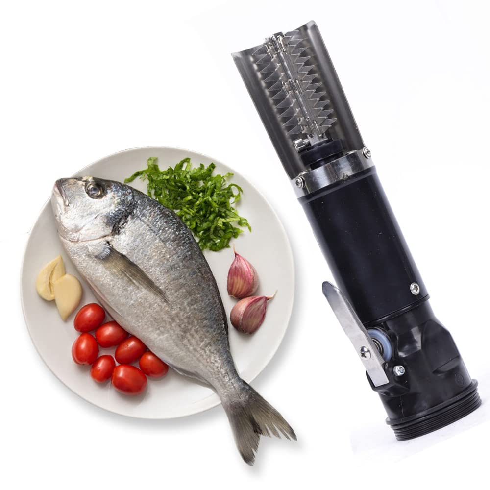 Futchoy Salpicadero eléctrico de acero inoxidable eléctrico para peces, removedor automático de escamas de pescado, resistente al agua, recargable