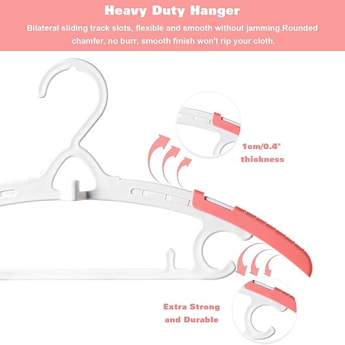 Miniatura 8 de MOPALL Paquete de 28 perchas para bebé, perchas antideslizantes y ahorran espacio, perchas ajustables de 11 a 14 pulgadas para abrigos, vestidos,