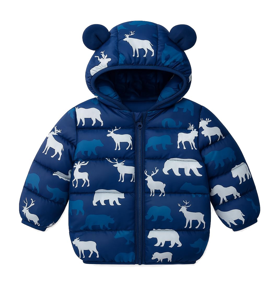 Kid's Standard Length Polyester Winter Dinosaur Bomber Jacket Hoodie Puffer Quilted Jacket Coat for Baby Boys and Girls-image-24