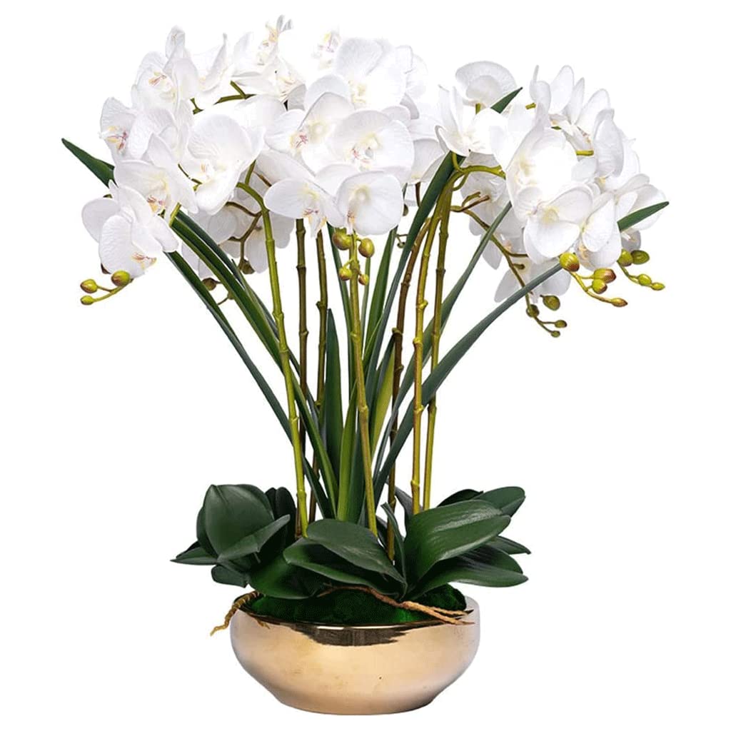 XDLEDMKIZ Orchid Artificial Flowers 8 Heads Artificial Phalaenopsis Flowers Potted Orchids Artificial Plants Faux Orchids Classic Artificial Flowers natural look