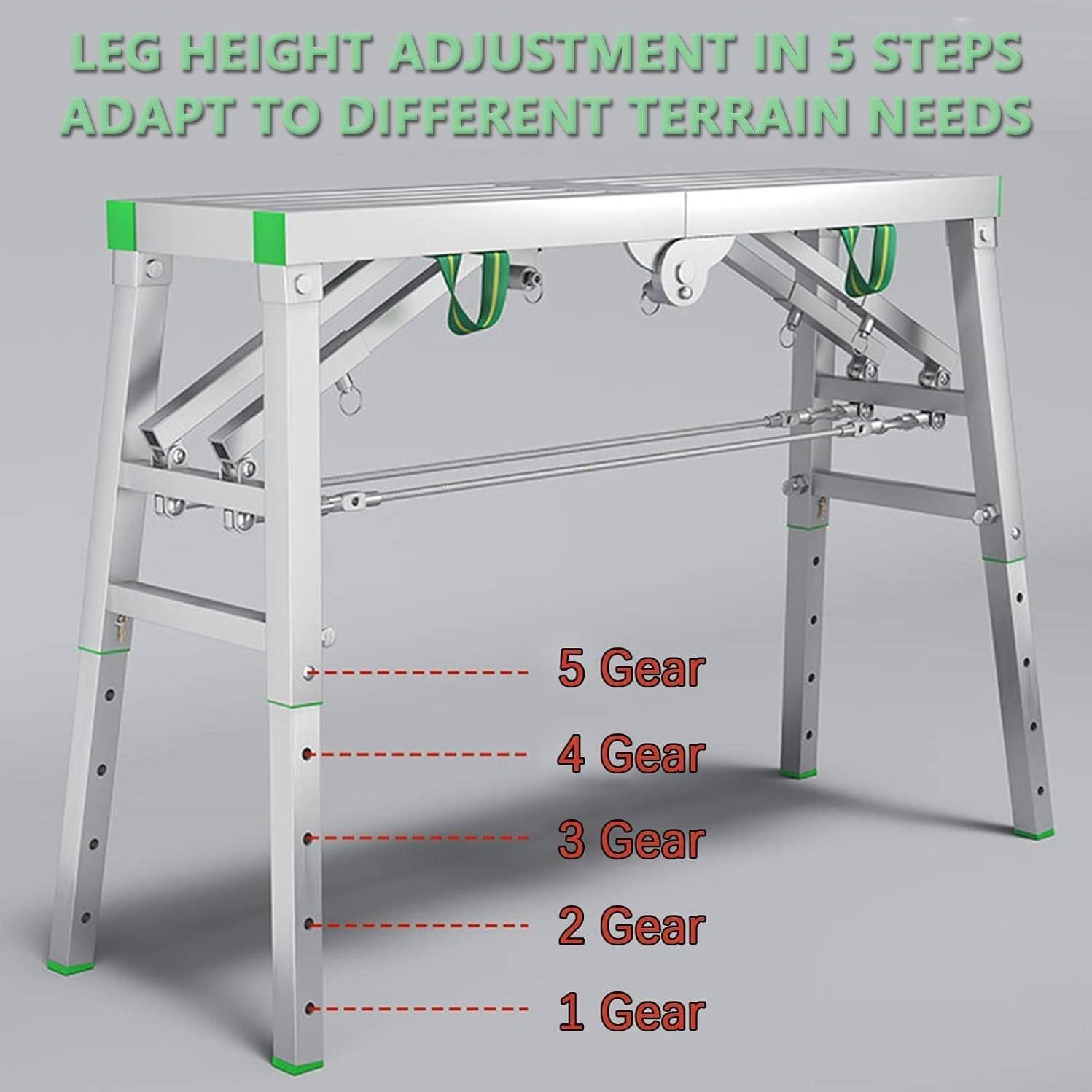 Sgabello Pieghevole, Piattaforma di Lavoro Portatile Multiuso, banco da Lavoro con Scala a Torre per ponteggi, Scala Pieghevole in Acciaio per ponteggi, banco per cartongesso Resistente,B-160 * 30cm