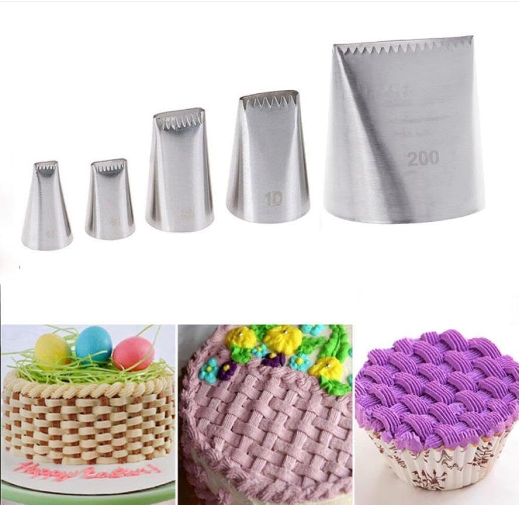 Cake Piping Tips 5 Pcs Pastry Nozzle Stainless Steel Cake Icing Piping Tips Cake Cream Cupcake For Sugar Tools Reusable Piping Nozzle Kit Portable