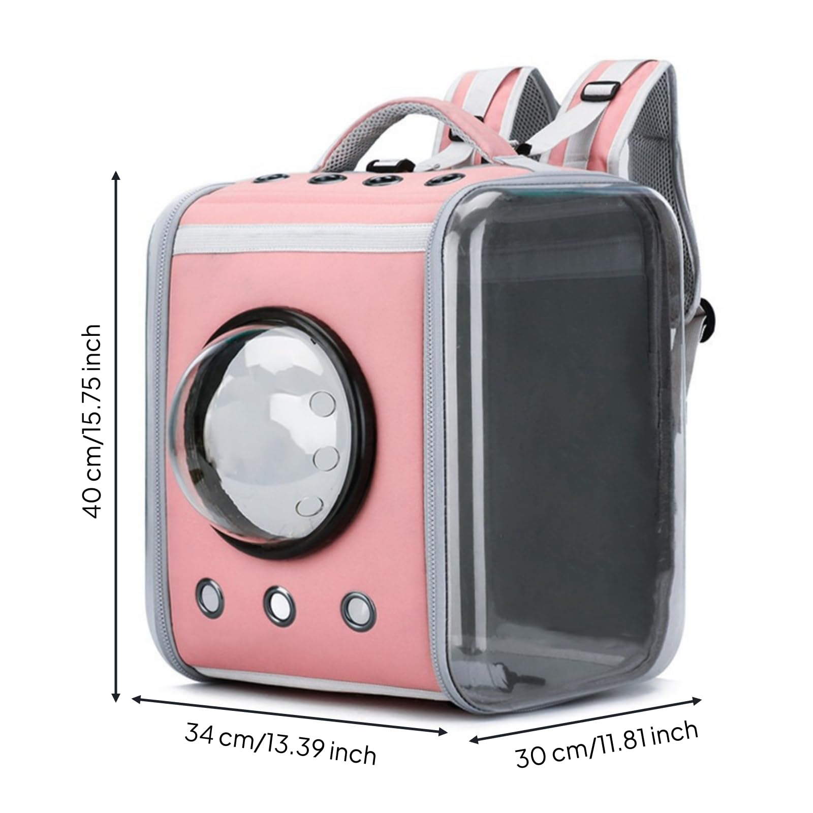 Katzenrucksack mit Fenster transparent Katzenrucksack belüftet Haustier-Rucksack mit Fenster für Kleintierbesitzer, Tierarztbesuche, Unterwegs, Rosa