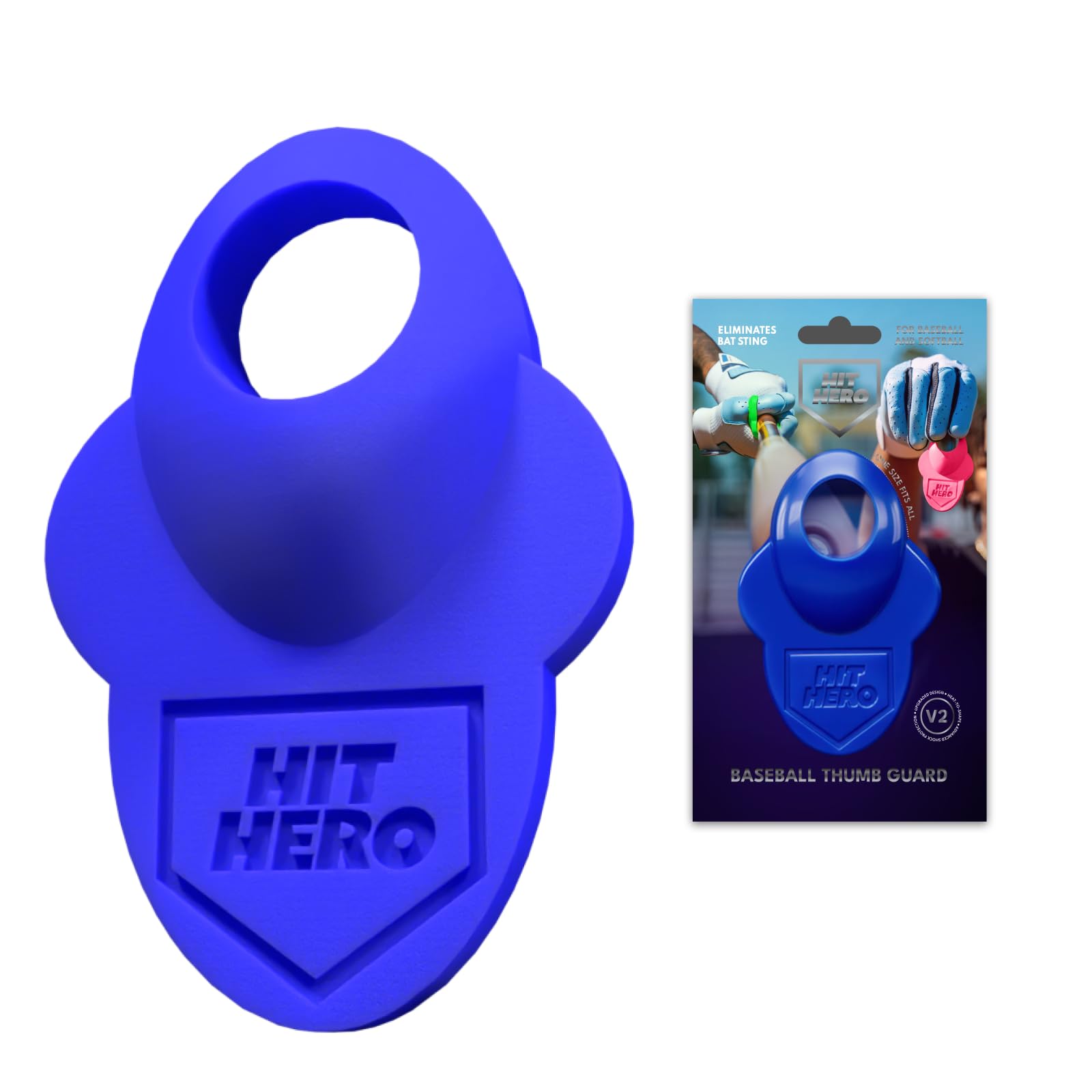 Hit Hero V2 Updated, Baseball Thumb Guard, Batters Batting Grip, Finger Guard, Accessory, Batting Protection, Reduce Bat Sting, Hitter Blue