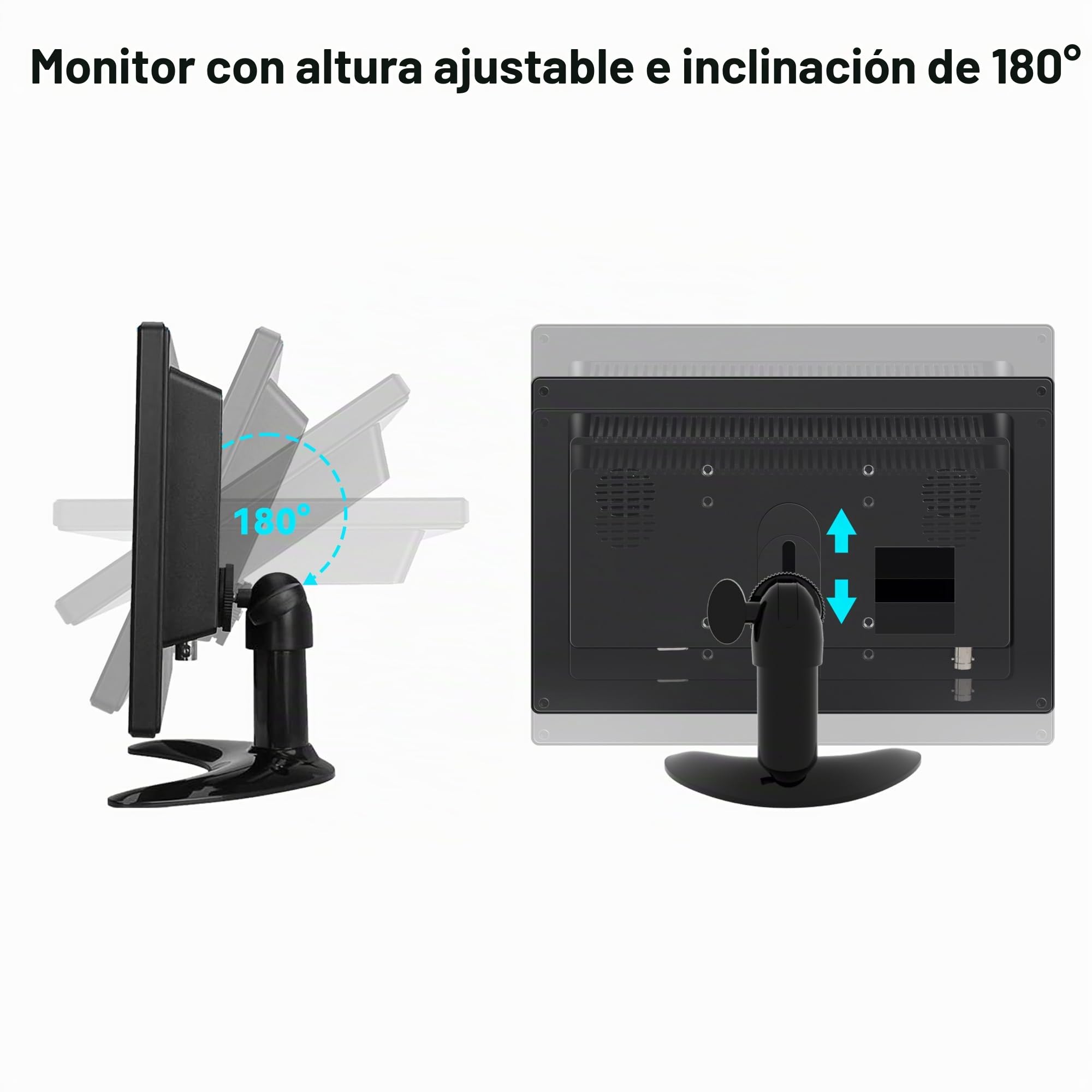 10,1 Pulgadas Monitor 1280 x 800 IPS 16:10 Pantalla LED Pequeña Monitor con HDMI/VGA/BNC/AV/Terminal/VESA/Compatible con PC PS3 PS4 Raspberry Pi Windows 7/8/10 CCTV Cámara
