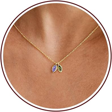 Birthstone Necklace for Women Dainty Gold Necklace with 2 Birthstone Christmas Stocking Stuffers Teen Girl Gifts Trendy Stuff Birthday Gift Moms 2025 Graduation Gift Adjustable Anniversary Jewelry for Daughter Girlfriend Friend