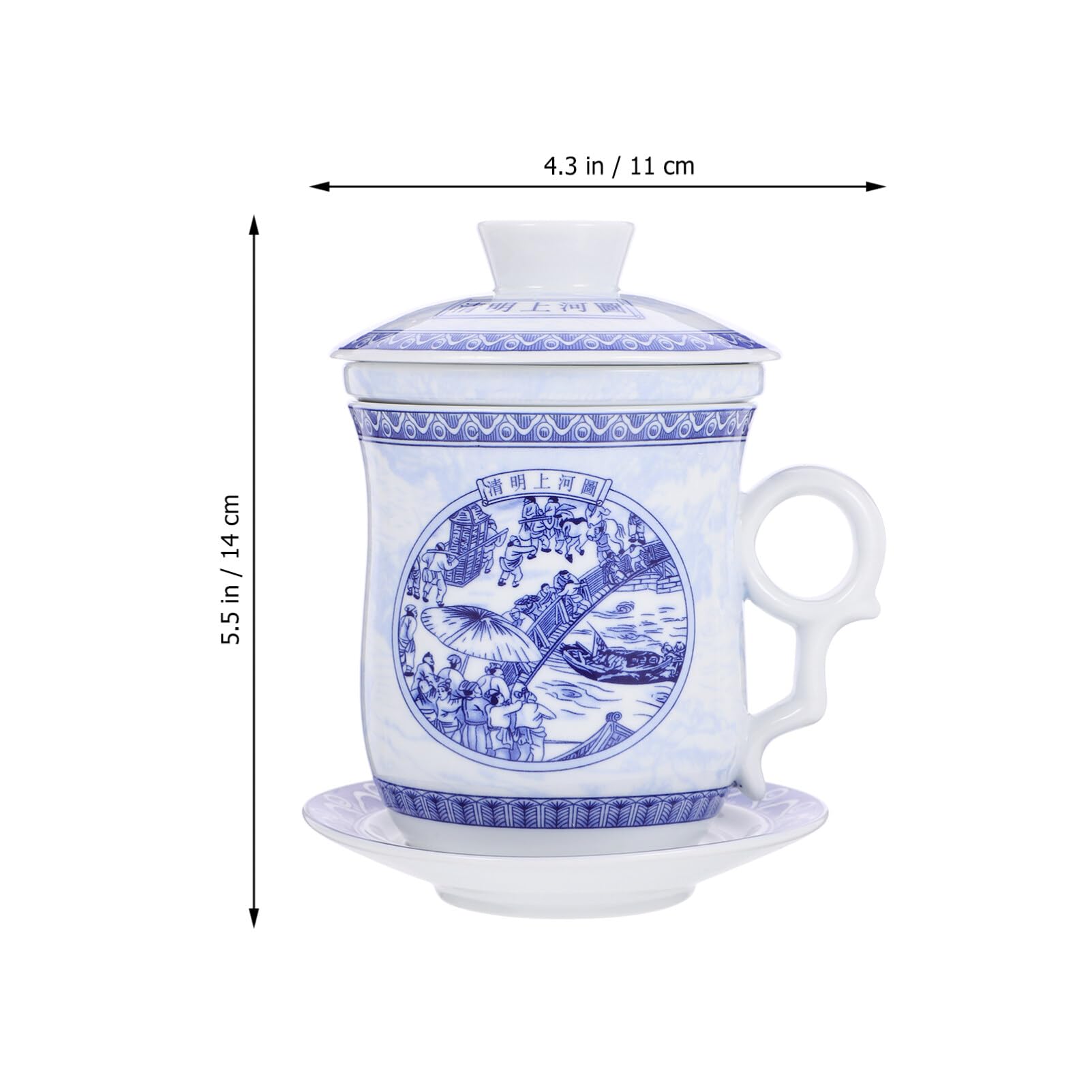 LABRIMP 1ensemble Tasse à Thé Céramique Chinoise Avec Infuseur Et Couvercle Design Rétro Pour Bureau Et Réunions Familiales Pratique Et Décoratif