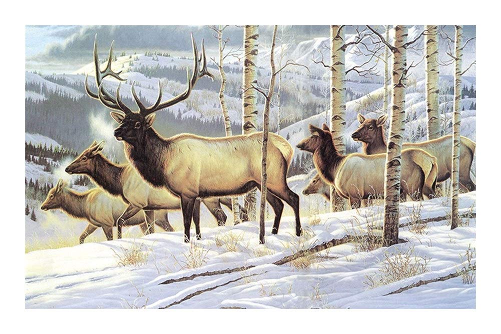 JLHBM Wooden 520/1000/1500/3000 Piece Jigsaw Puzzle for Adults - Winter Deer Puzzle - Snowfield Deer - Best Toys Gift Wall Decoration Painting Wall Decoration Painting (Size : 3000pcs )