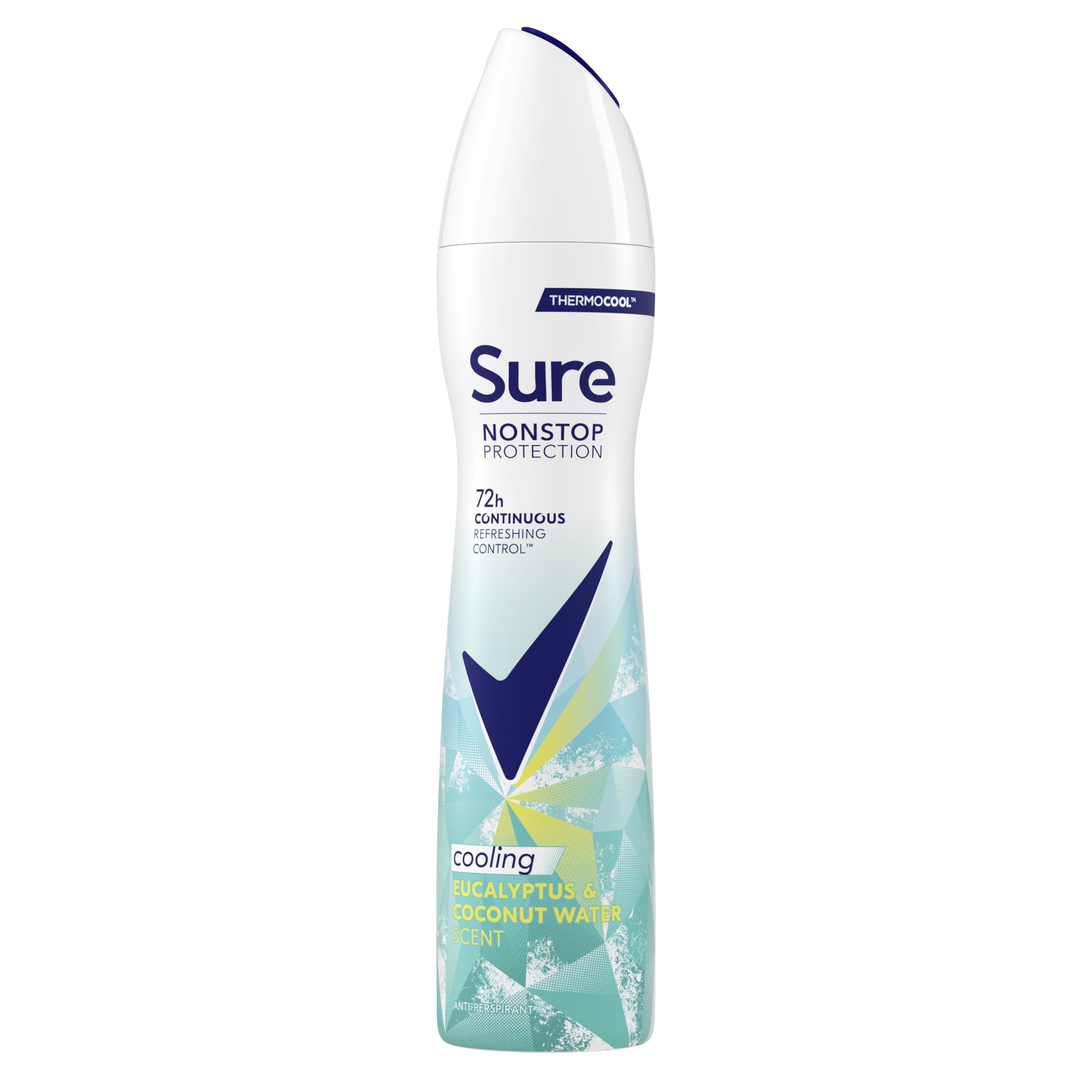 Sure Women Nonstop Protection Eucalyptus & Coconut Water Anti-Perspirant Aerosol cooling deodorant spray 72h non-stop sweat & odour protection 250 ml - Pack of 6