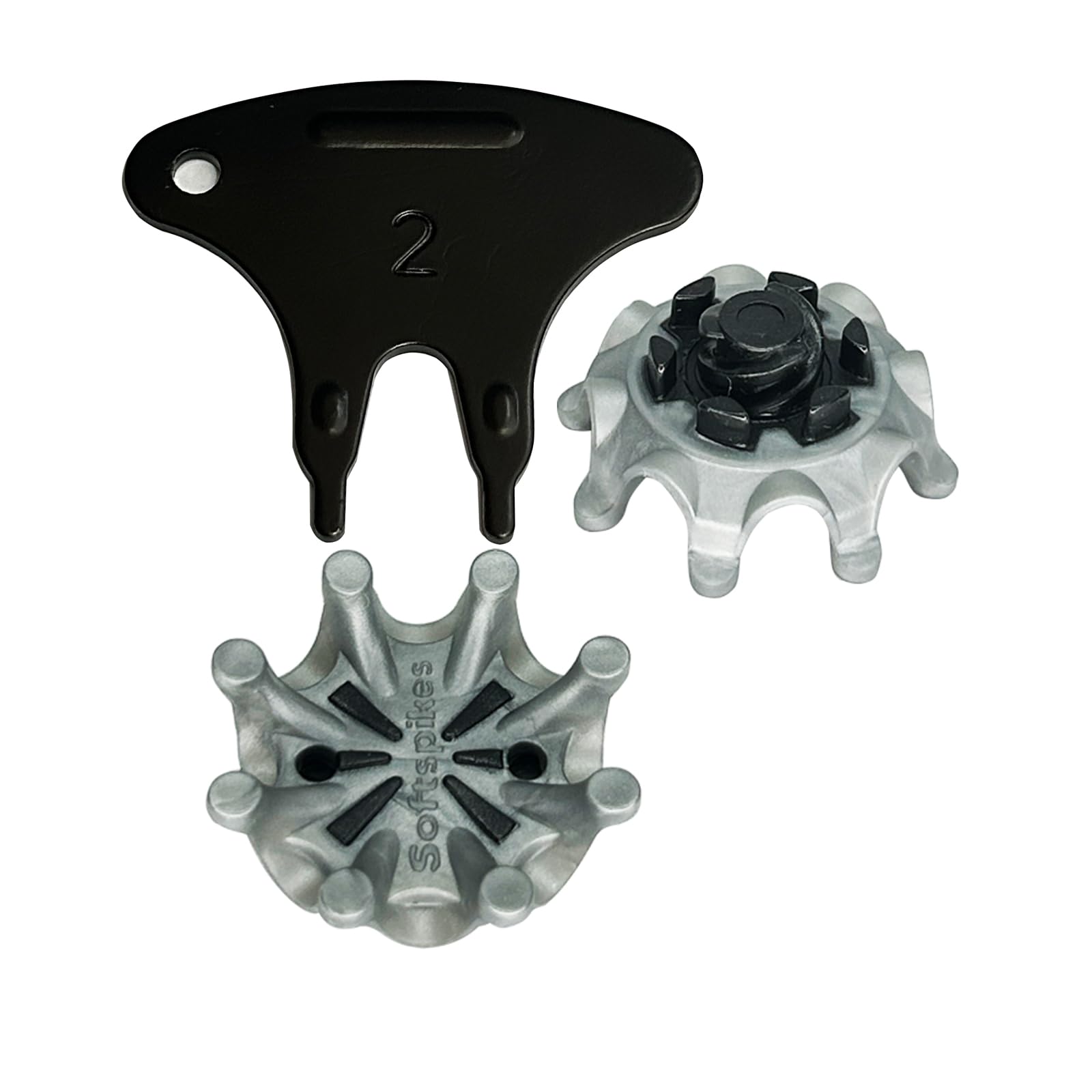 LONGKUNGolf Shoe Spikes,20 Pcs FJ Soft Golf Shoes Spikes Replacements with 1 Pcs Cleats Wrench fit Foot Fast Lok Twist 3.0 System Joy (Black Grey) LONGKUN